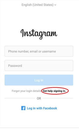 Reset Instagram Password on Android App