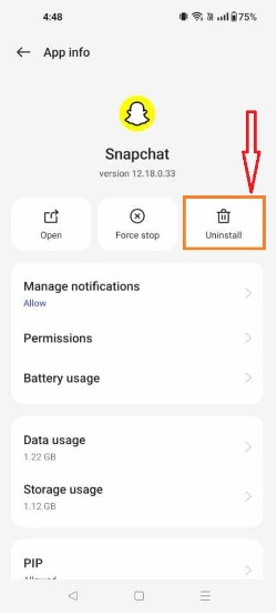 Snapchat uninstall