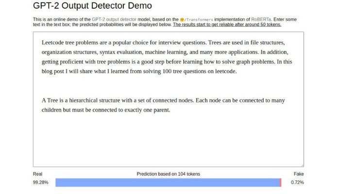 GPT 2 Output Detector