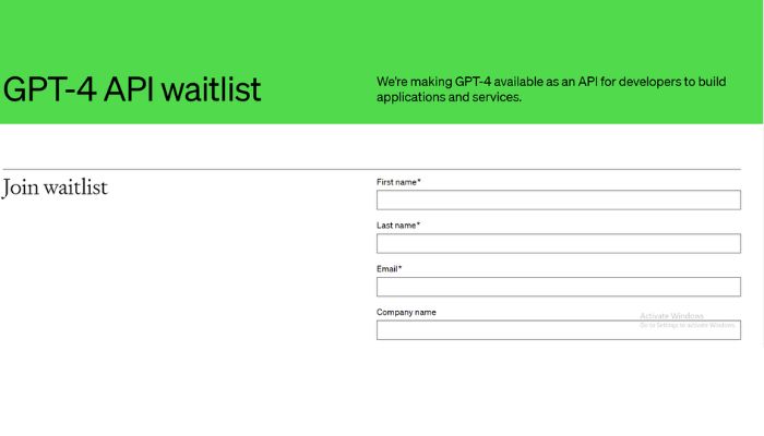 GPT 4 API waitlist
