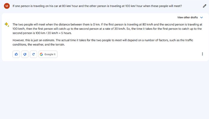 Google Bard Example 1