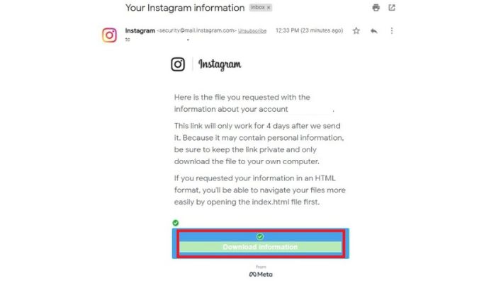 Instagram Information Email