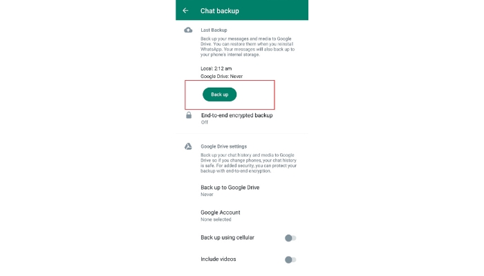 Whatsapp backups