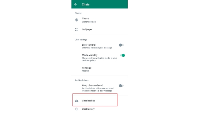 Whatsapp chat backup