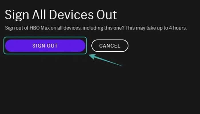 hbo max sign all devices out