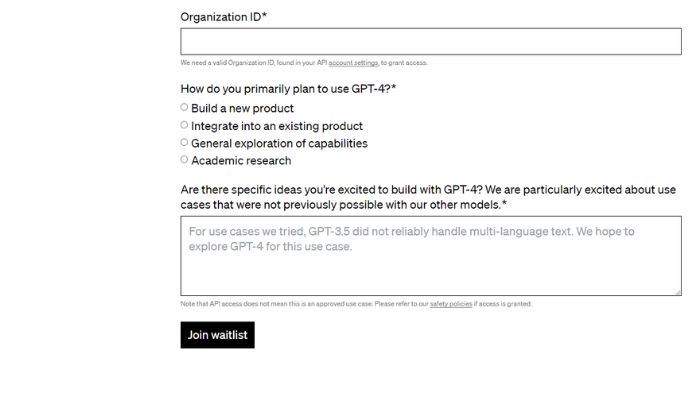 join waitlist api gpt 4