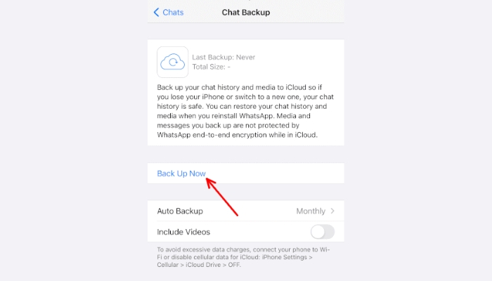 whatsapp back up now ios