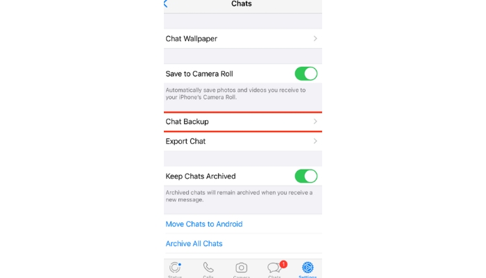 whatsapp chat back up ios