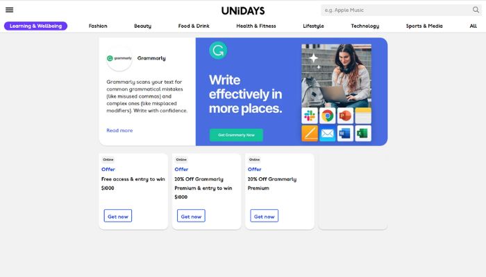 20 discount on Grammarly