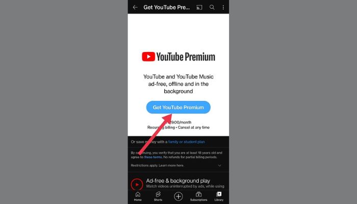 Activate YouTube Premium