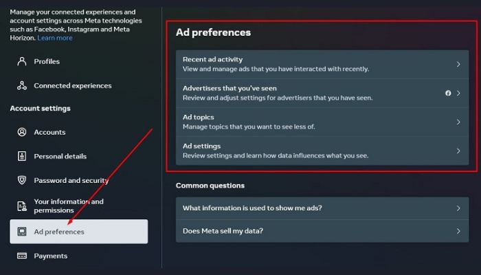 Ad Preferences Facebook