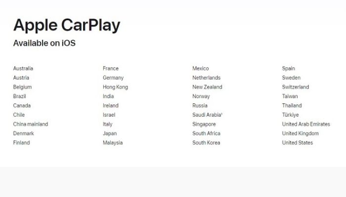 Apple CarPlay Region Availability