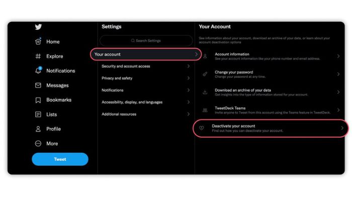 Deactivate Twitter Windows