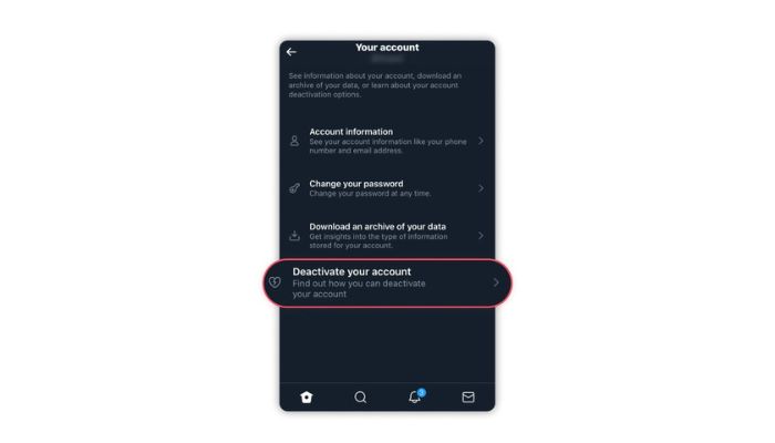 Deactivate your twitter account IOS