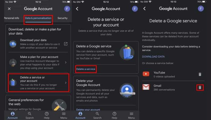 Delete Gmail Account iPhone