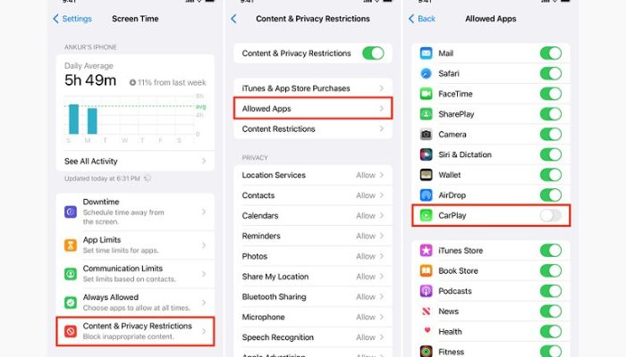 Enabled CarPlay On iPhone