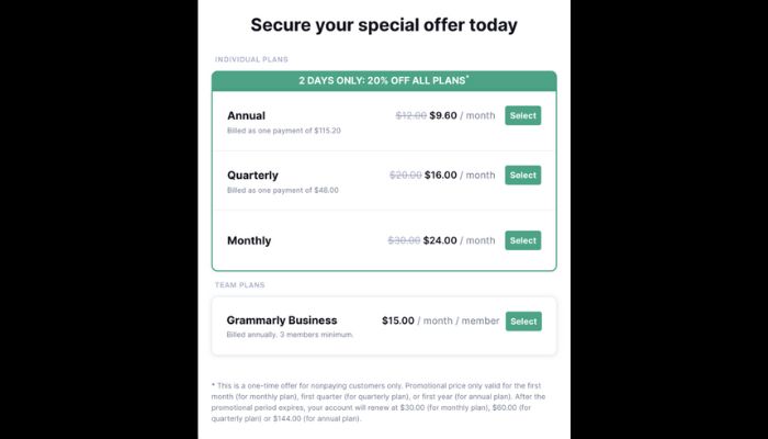 Grammarly pricing