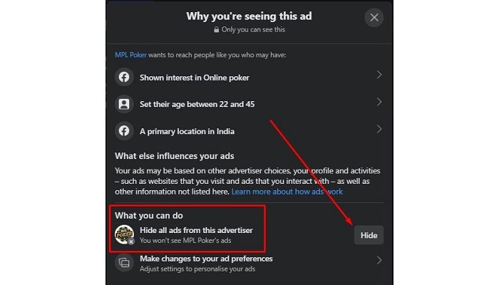 Hide All Ads From This Advertiser