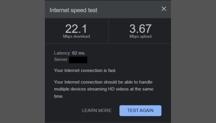 Internet speed