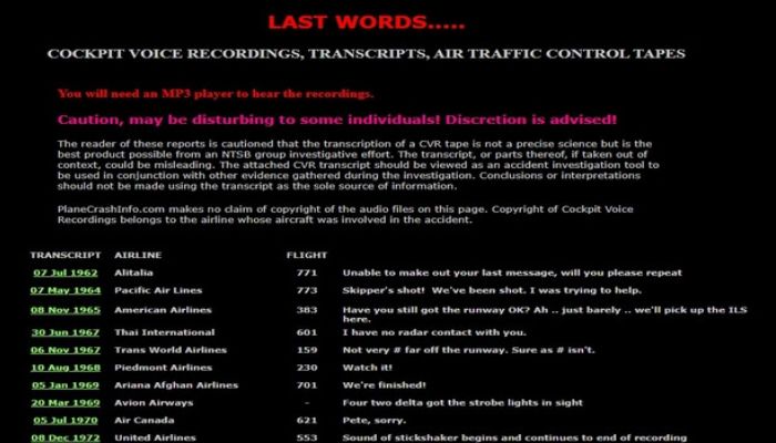 Plane Crash Info