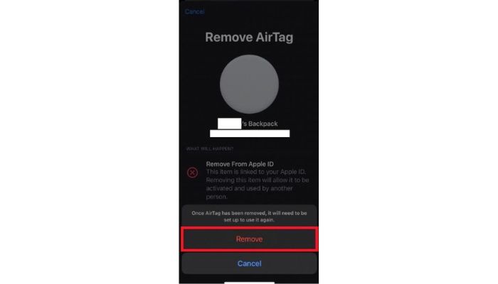 Remove AirTag Location