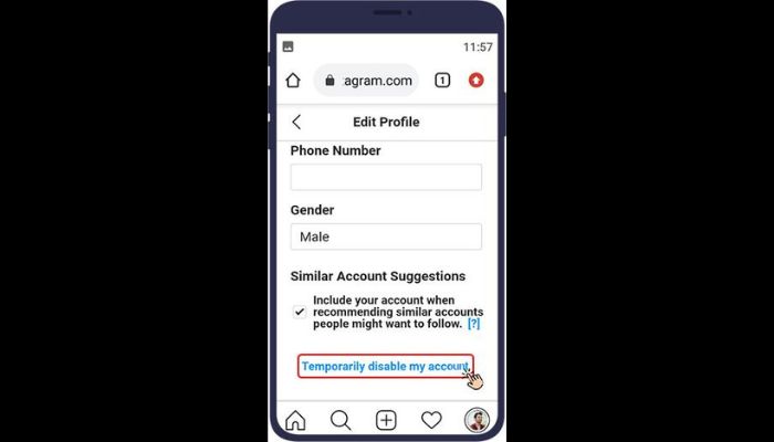Temporarily Disable Insta Account