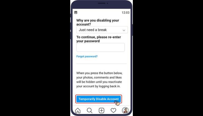 Temporary Disable Instagram