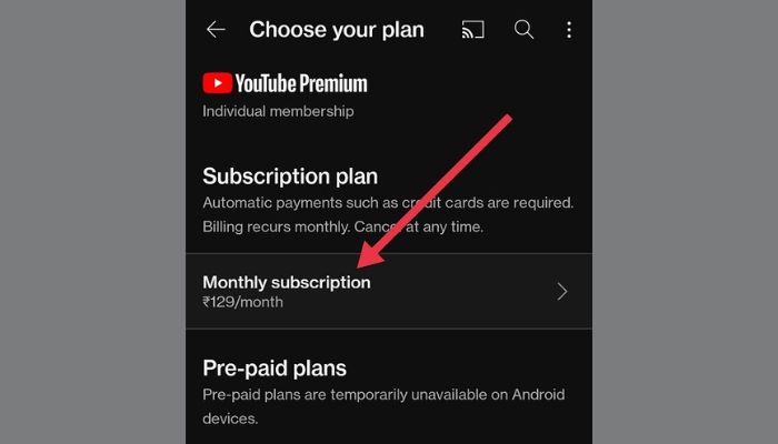 YouTube Monthly Subscription