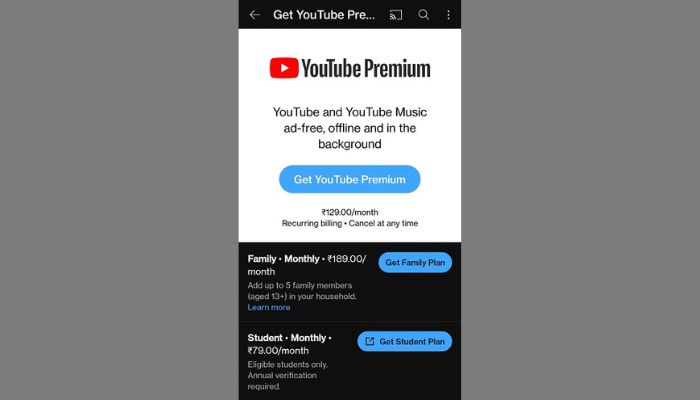 YouTube Plans
