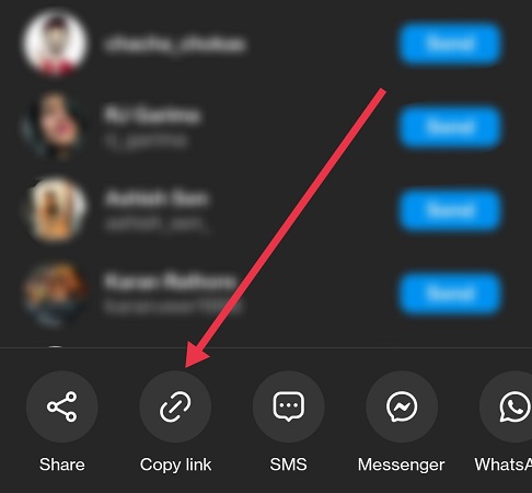Copy Instagram URL