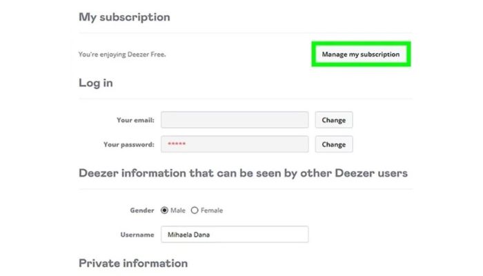 Deezer Subscription Managing