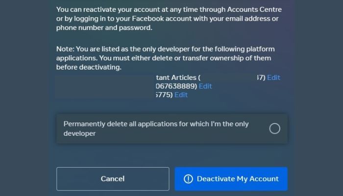 Delete Facebook Account