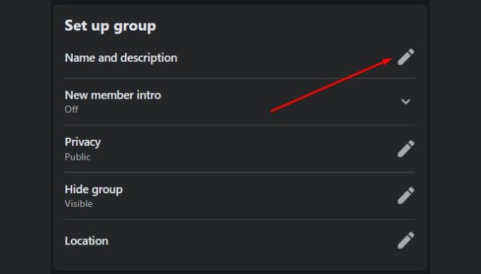 Facebook Group Name and Description