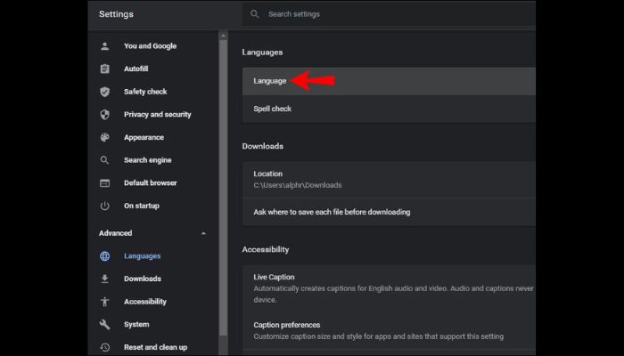 Language Settings