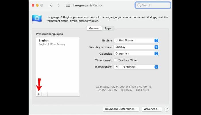Language and region pc