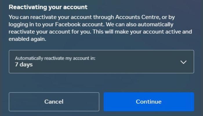 Reactivate Facebook Account Automatically