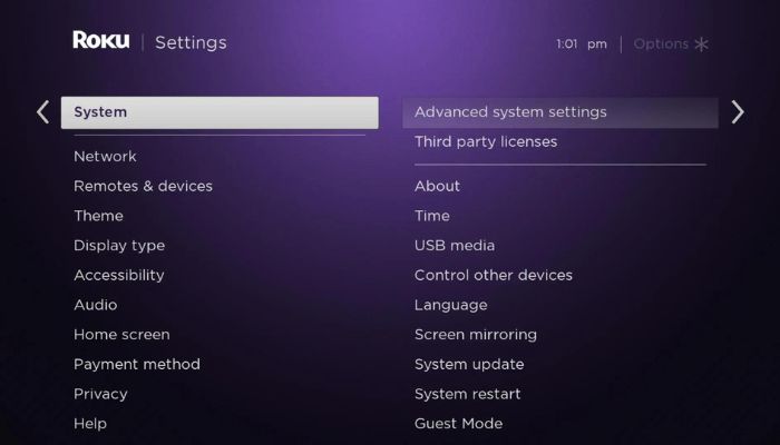 Roku Advanced Settings