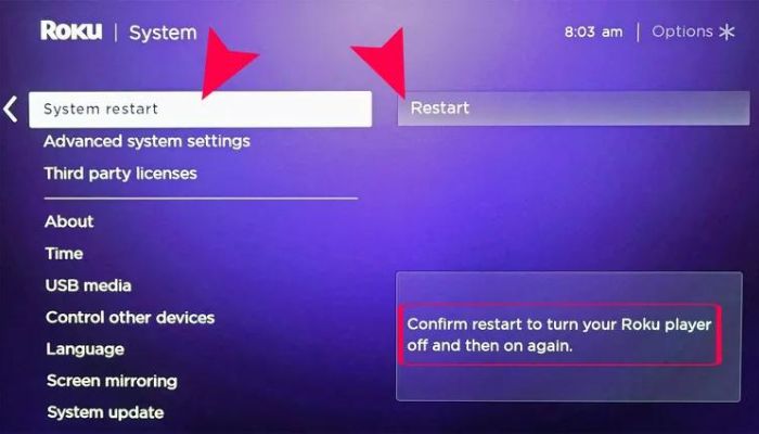 Roku System Restart