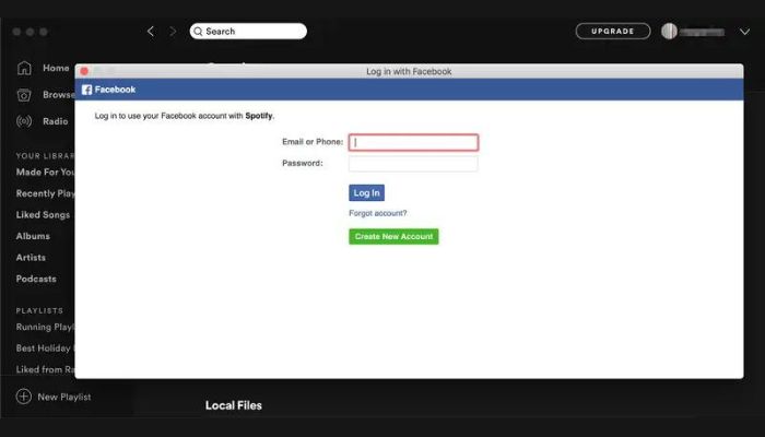 Spotify Facebook Login