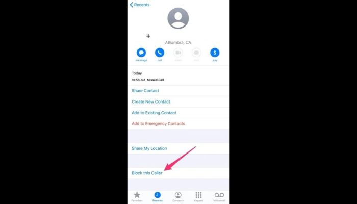 Tap Block This Caller