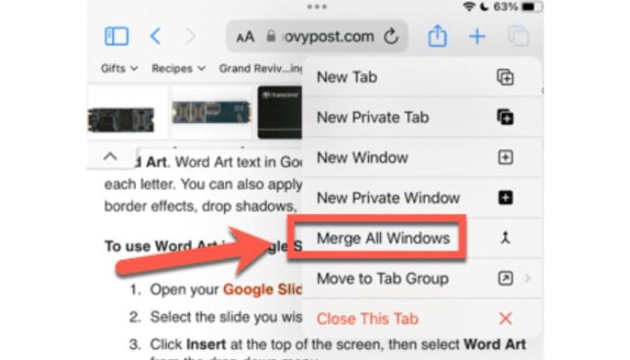 iPad Safari Merge All Windows