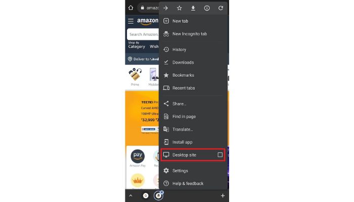 Amazon Desktop Site