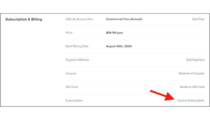 CBS Cancel Subscription