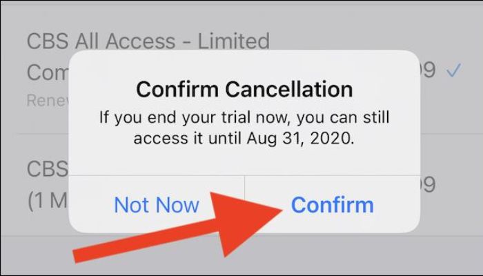 CBS Confirm Cancellation