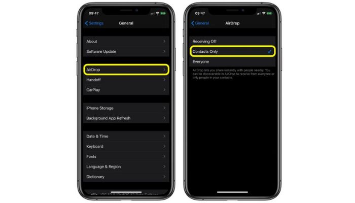 Check AirDrop Settings