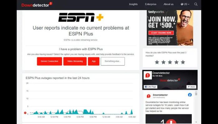 Check server status of ESPN