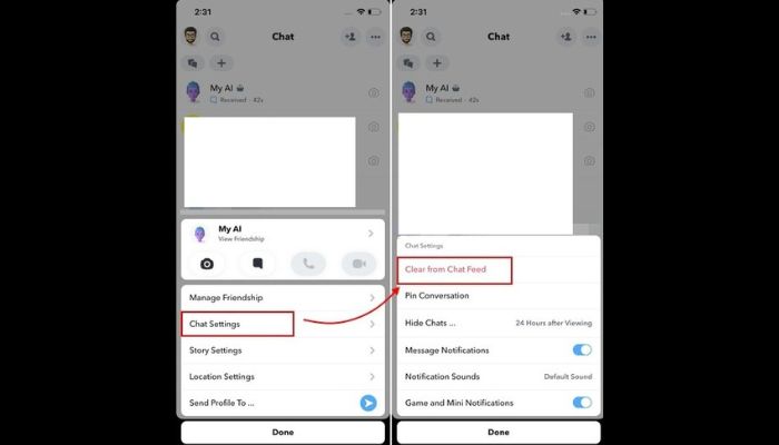 Clear from chat feed