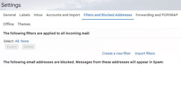 Filters And Blocked Address
