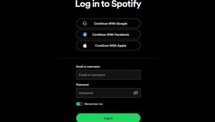 Log in to Spotify