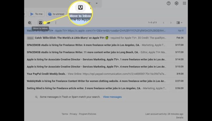 Move to inbox desktop